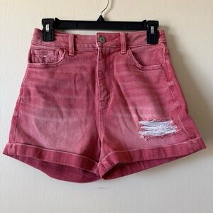 American Eagle Womens  Shorts Coral Pink  Mom Shorts Distressed Stretch Cuff 2